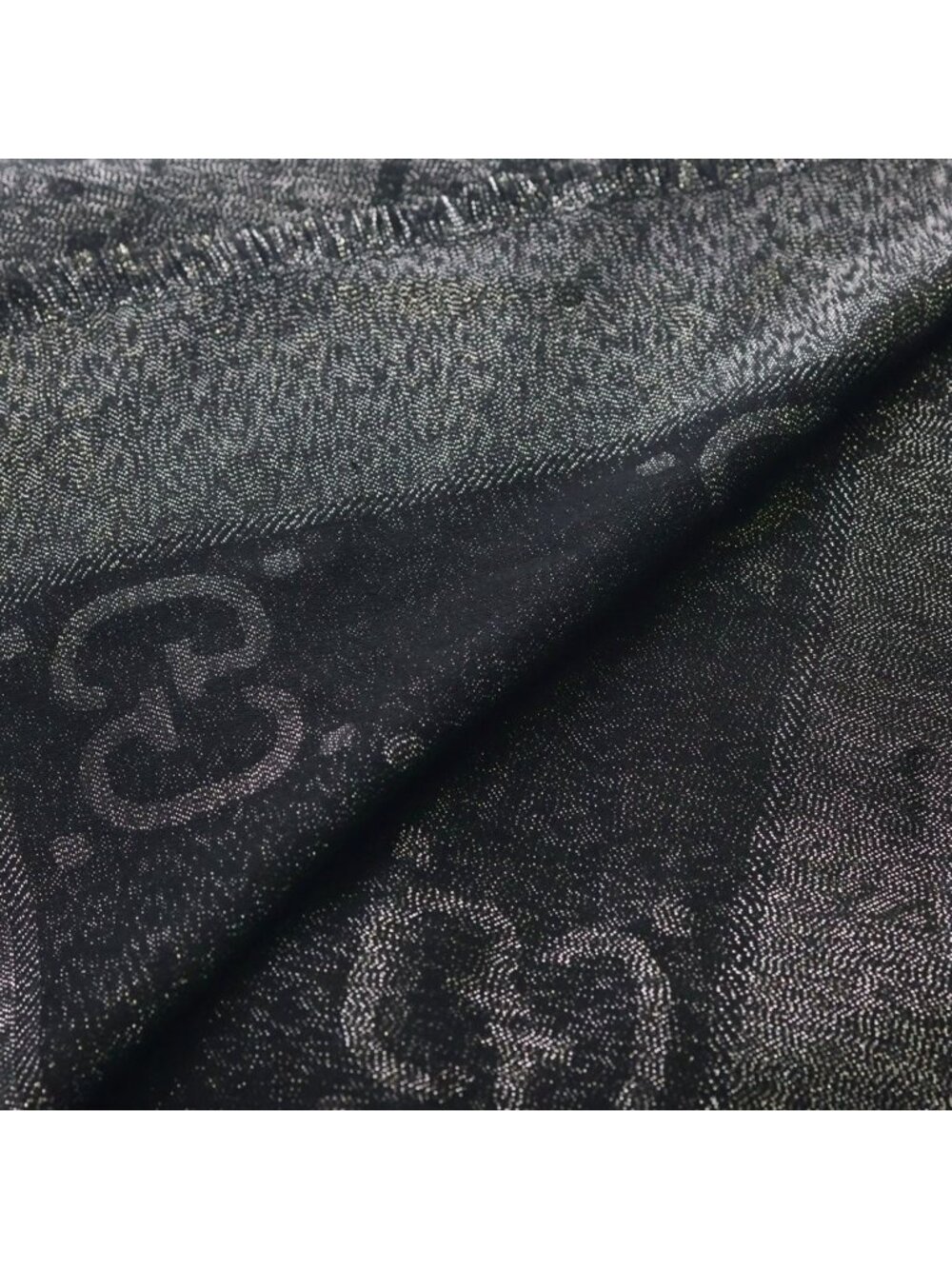Gucci GG Lame Jacquard Shawl Monogram Scarf Black - Picture 5 of 6